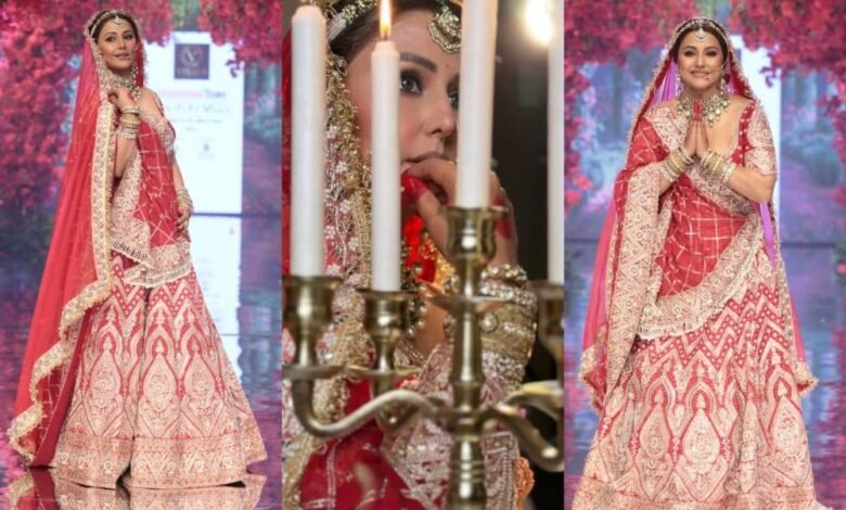 Amidst the battle with cancer, Hina Khan became a bride in a red lehenga, seeing her beauty and courage, the fans called her the real Sher Khan.