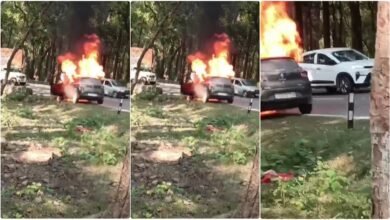 A moving car caught fire in Dehradun, the family saved their lives by jumping out