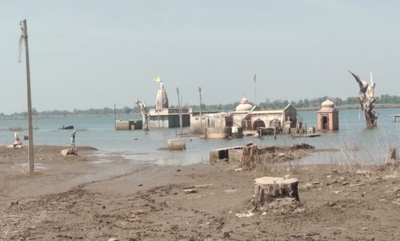 Barwani: Water level in Narmada backwater still remains high, Rajghat temple submerged
