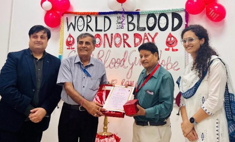 Dr. Anil Verma, who donated blood for the 155th time, was honored on World Blood Donor Day